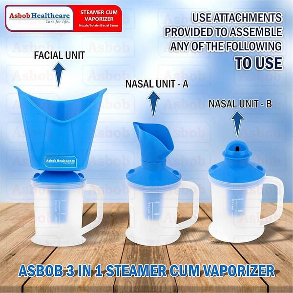 Asbob 3 in 1 steamer for cold and cough Blue3 - LXINDIA.COM