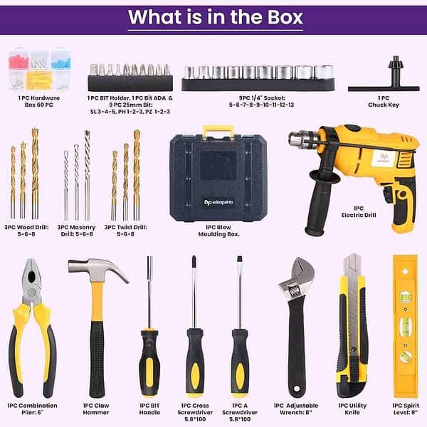 Asian Paints Corded Electric Professional Impact Drill Tool kit1 - LXINDIA.COM