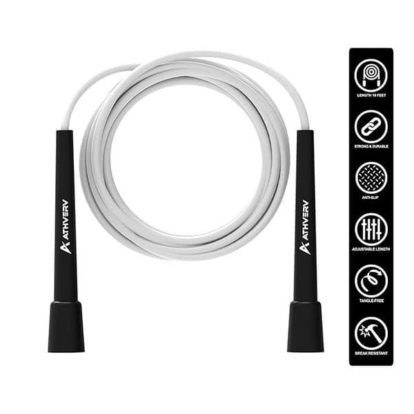 Athverv Adjustable Skipping Rope for Men Women Kids White Black 1 - LXINDIA.COM