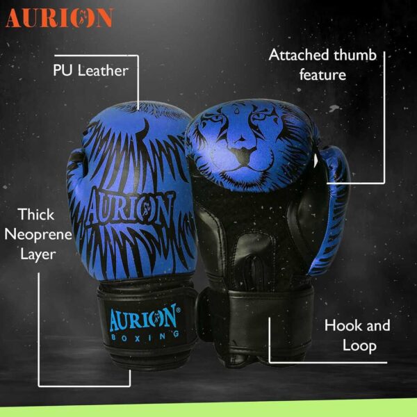 Aurion by 10 Club Longlasting Faux Leather Boxing Gloves Blue and Black C - LXINDIA.COM