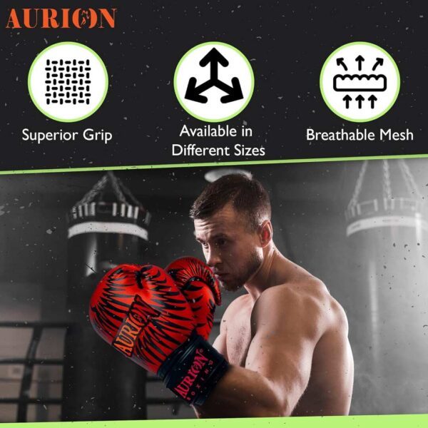 Aurion by 10 Club Longlasting Faux Leather Boxing Gloves Red and Black C - LXINDIA.COM