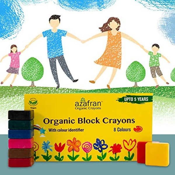 Azafran Organic Crayons umbo Size for Easy Grip and Smooth Coloring3 - LXINDIA.COM