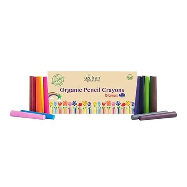 Azafran Organics 15 Non Toxic Plant Based Pencil Crayons1 - LXINDIA.COM