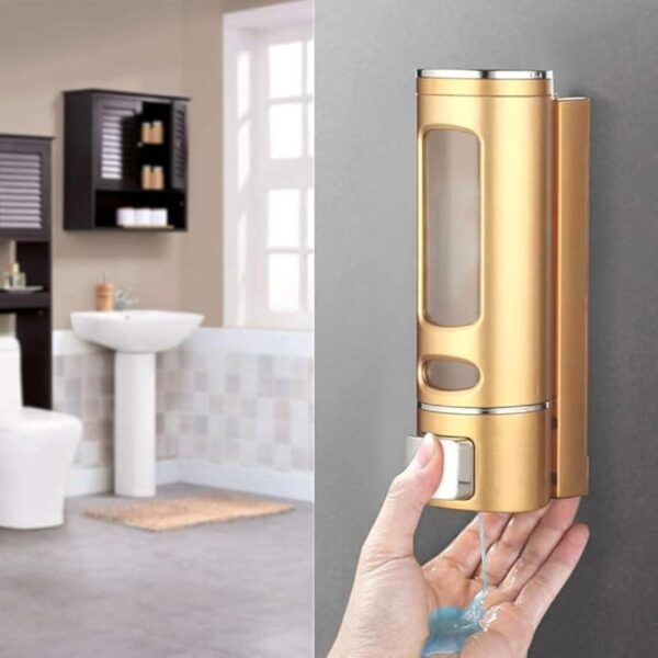 BATH GURU Wall Mounted Soap Shampoo Sanitizer Gel dispenser 1 Gold 3 - LXINDIA.COM