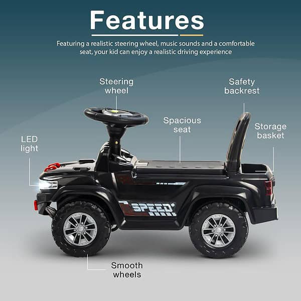 BAYBEE Baby Push Ride On Toy Jeep Black a - LXINDIA.COM