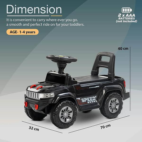 BAYBEE Baby Push Ride On Toy Jeep Black c - LXINDIA.COM