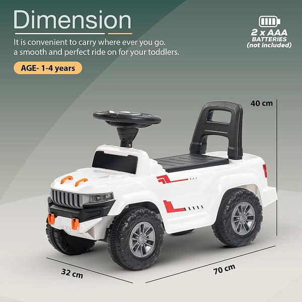 BAYBEE Baby Push Ride On Toy Jeep White b - LXINDIA.COM