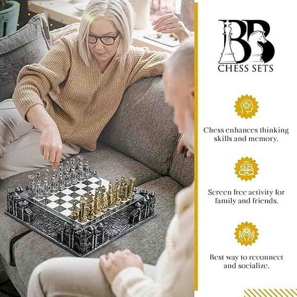 BB Chess Sets Premium Renaissance Knight 3D Chess Set Unique Chess Board Set 2 - LXINDIA.COM