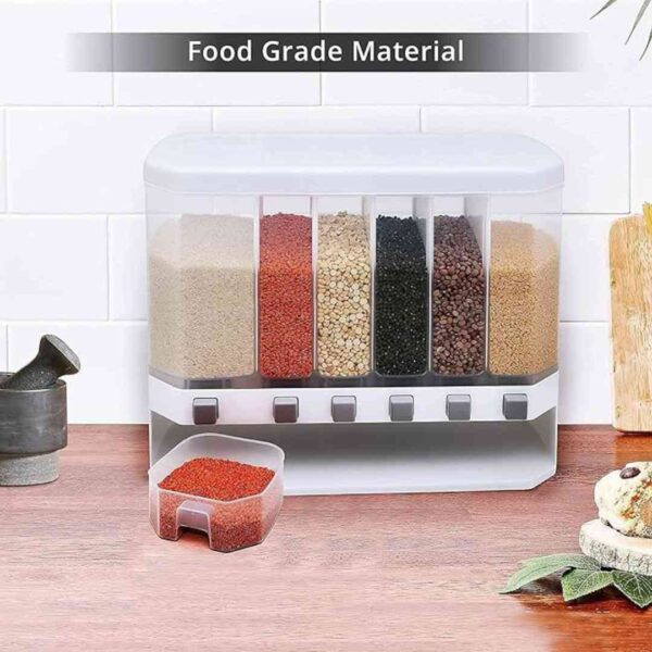 BIG CART Cereal Dispenser 6 Compartment Wall Mount Dispenser White 2 - LXINDIA.COM