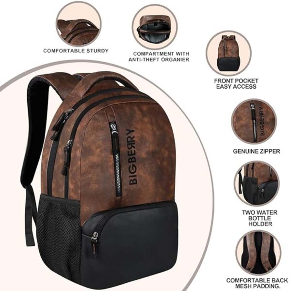 BIGBERRY Newage Rodeo 28 Ltrs leatherite faux leather Backpack 2 - LXINDIA.COM