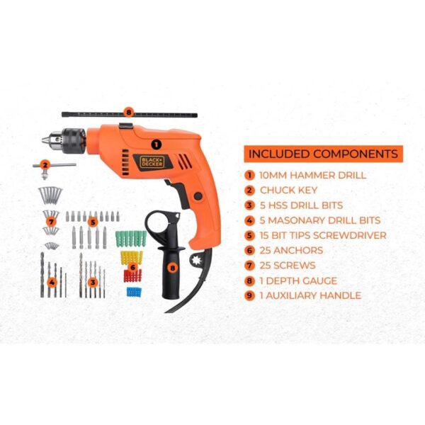 BLACK DECKER 550W 13mm Variable Drill Kit with 50 Accessories - LXINDIA.COM