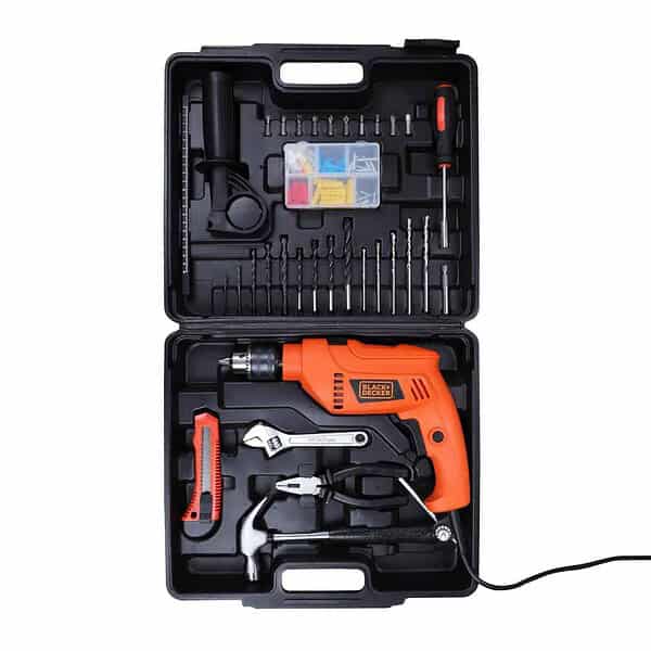 BLACK DECKER HD555KMPR B1 550Watt Hammer Drill and Hand Tools Kit - LXINDIA.COM