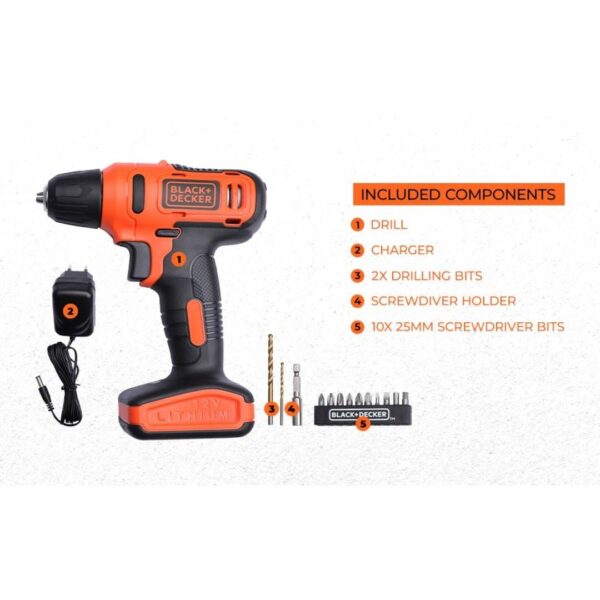 BLACK DECKER LD12SP 12V 10mm Li ion Cordless Drill Machine Driver2 - LXINDIA.COM