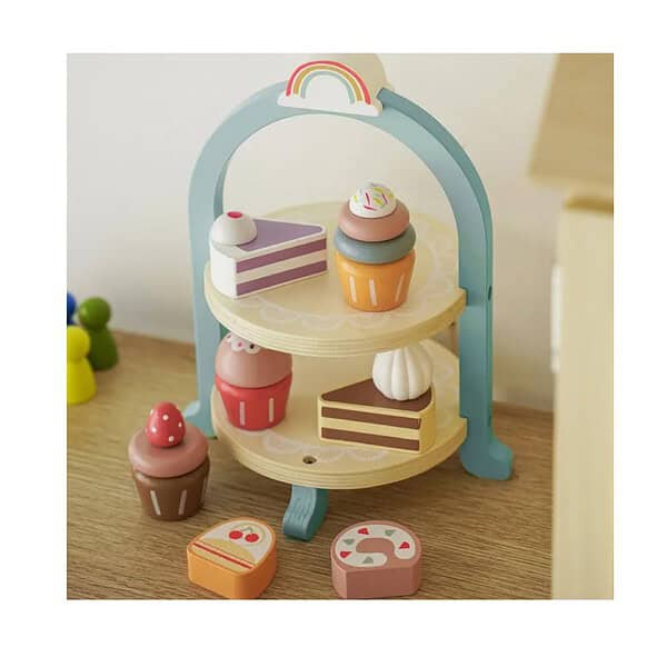 BLiSS HUES Wooden Cupcake Stand Toddler Tea Set Kitchen set 01 1 - LXINDIA.COM