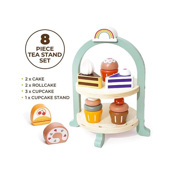 BLiSS HUES Wooden Cupcake Stand Toddler Tea Set Kitchen set 01 - LXINDIA.COM