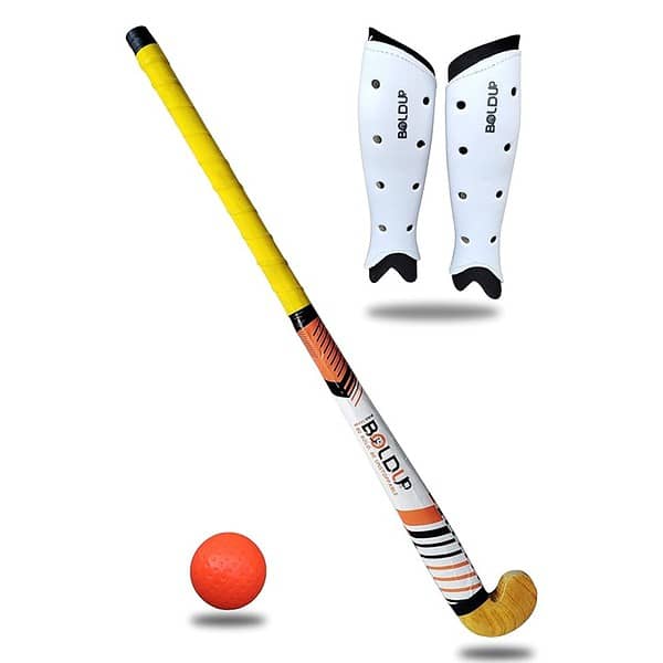 BOLDUP Hockey Stick Made of Solid Wood with 1 Ball SHINGUARD Medium - LXINDIA.COM