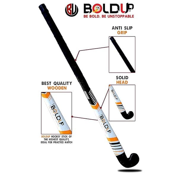 BOLDUP® Hockey Stick Made of Solid Wood Beginner use Multicolor 3 - LXINDIA.COM