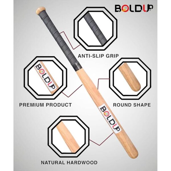 BOLDUP® Hockey Stick and Heavy Duty Wooden Baseball bat L 36 Inch Wooden Black 1 - LXINDIA.COM