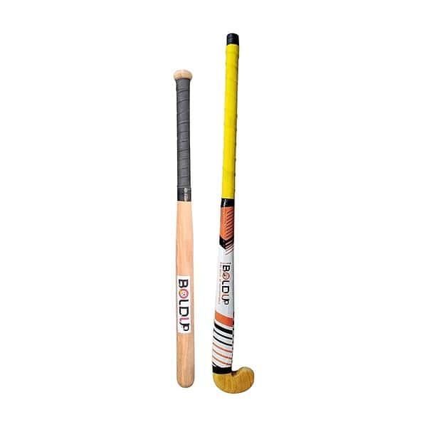 BOLDUP® Hockey Stick and Heavy Duty Wooden Baseball bat L 36 Inch Wooden Black - LXINDIA.COM