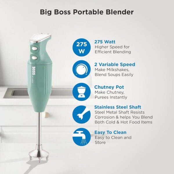 BOSS Stainless Steel Big Boss Portable Hand Blender Blue2 - LXINDIA.COM