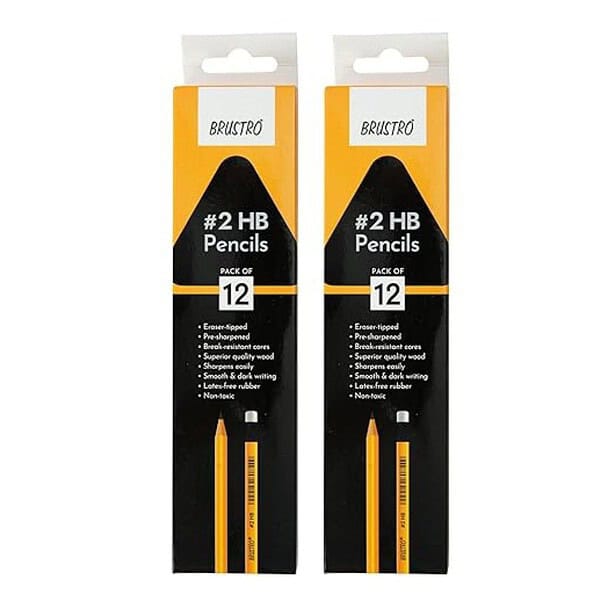 BRUSTRO 2 HB Extra Dark Pencil with Eraser Tip 24 Pencils - LXINDIA.COM