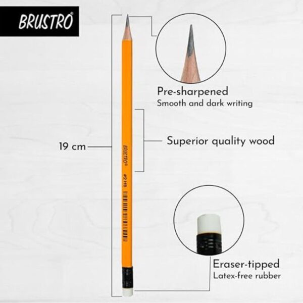 BRUSTRO 2 HB Extra Dark Pencil with Eraser Tip 24 Pencils1 - LXINDIA.COM