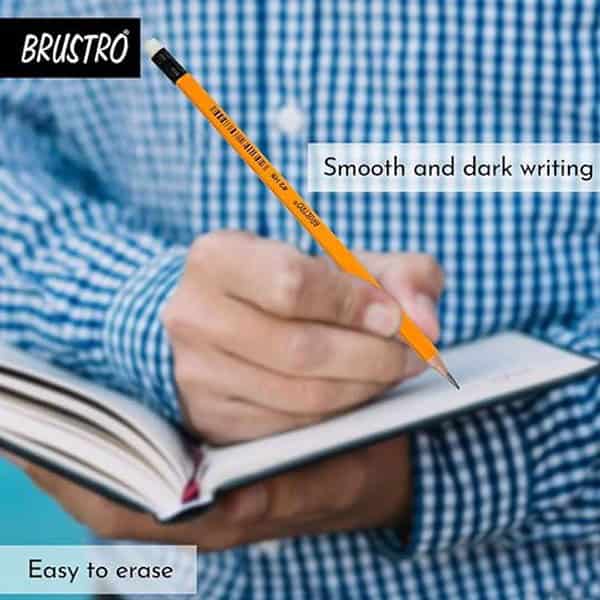 BRUSTRO 2 HB Extra Dark Pencil with Eraser Tip 24 Pencils2 - LXINDIA.COM