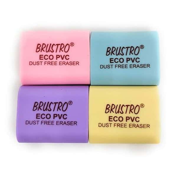 BRUSTRO ECO PVC dust Free Eraser Pack of 10 Each Pack Contains 2 erasers - LXINDIA.COM