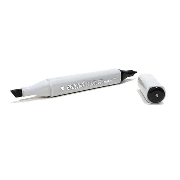 BRUSTRO Twin Tip Alcohol Based Marker Black - LXINDIA.COM