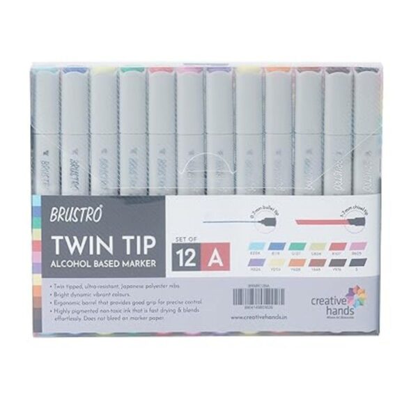 BRUSTRO Twin Tip Alcohol Based Marker Set of 121 - LXINDIA.COM