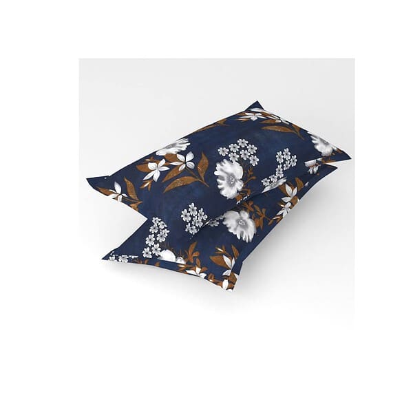 BSB HOME Dark Blue Double Abstract Floral Bedsheet A - LXINDIA.COM