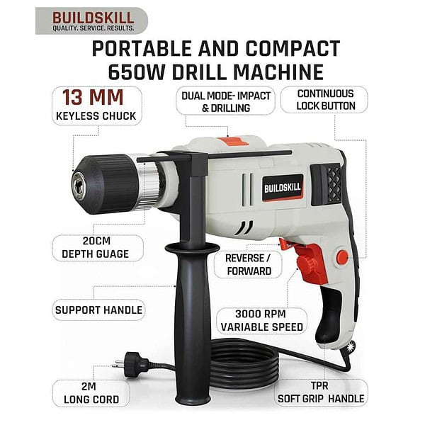 BUILDSKILL 61 Pcs Tool Kit with Drill Machine 650W2 - LXINDIA.COM