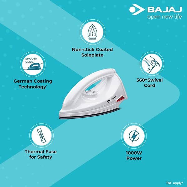 Bajaj DX 6 1000W Dry Iron White3 - LXINDIA.COM