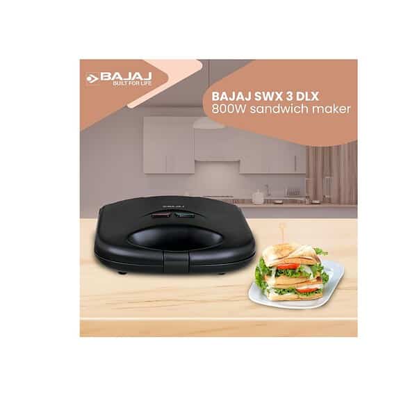 Bajaj SWX 3 Deluxe 800W 2 Slice Sandwich Toaster A - LXINDIA.COM