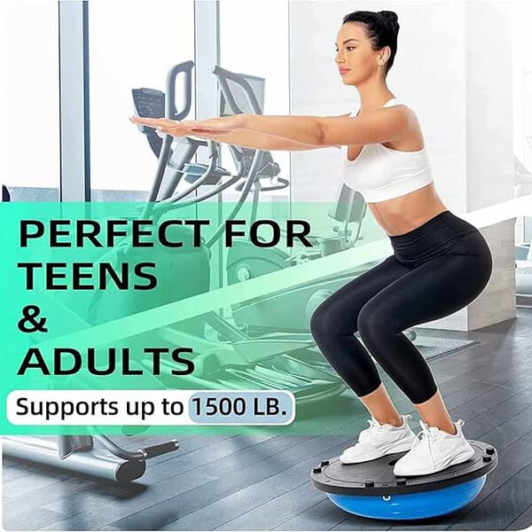 Balance Ball half ball Exercise Gym Ball with Resistance Bands Pump 2 - LXINDIA.COM