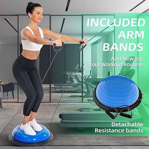 Balance Ball half ball Exercise Gym Ball with Resistance Bands Pump 3 - LXINDIA.COM