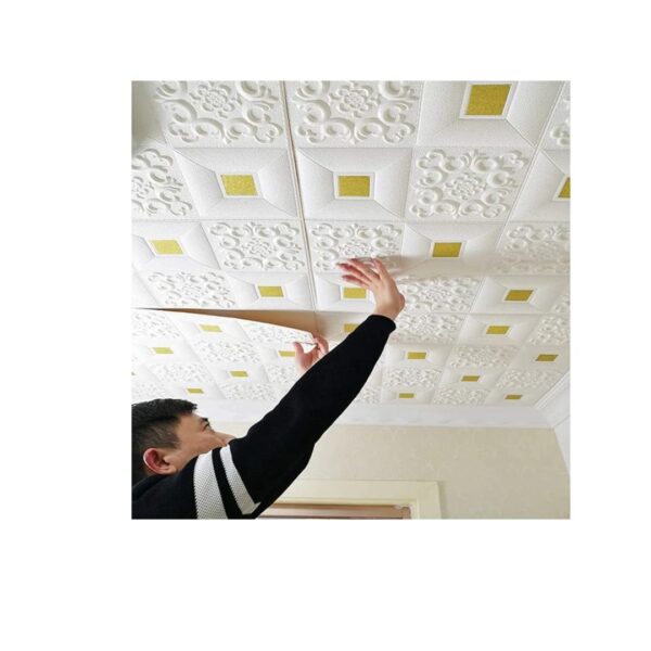 Barebeauty Foam 3D Ceiling Wallpaper 1Pc White Gold - LXINDIA.COM