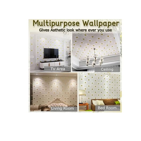 Barebeauty Foam 3D Ceiling Wallpaper 1Pc White Gold A - LXINDIA.COM