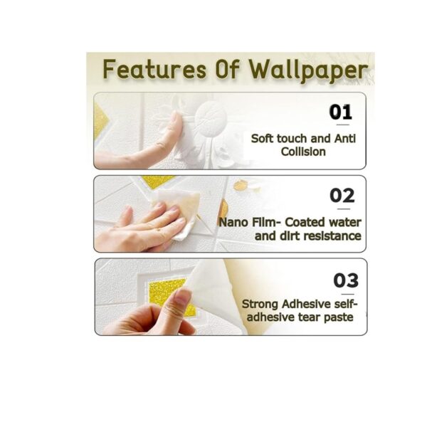 Barebeauty Foam 3D Ceiling Wallpaper 1Pc White Gold B - LXINDIA.COM