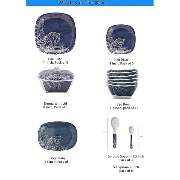 Bataniya Melamine Dinner Set Of 40 Blue 1 - LXINDIA.COM