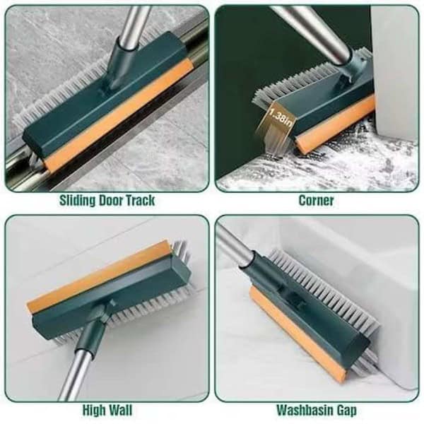 Bathroom Cleaning Brush with Wiper 3 in 1 Tiles Cleaning Brush 2 - LXINDIA.COM