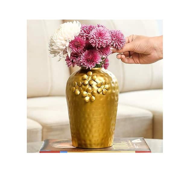 Birch and Co Flower Vase For Home Decor Golden - LXINDIA.COM