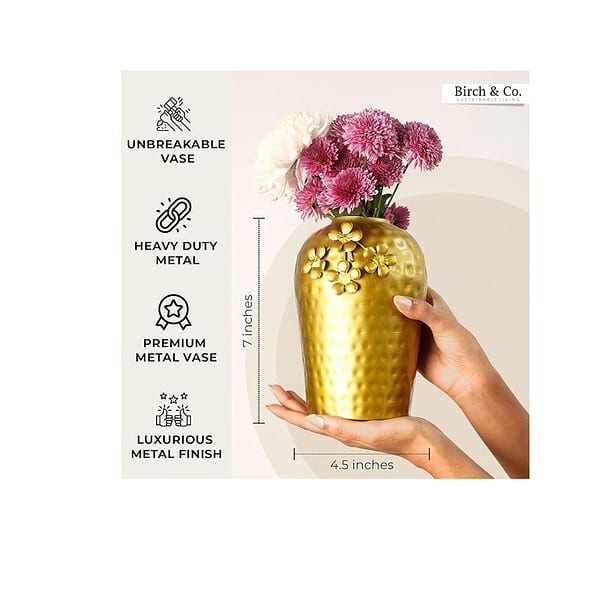 Birch and Co Flower Vase For Home Decor Golden A - LXINDIA.COM