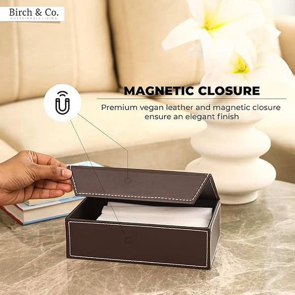 Birch and Co Tissue Box Holder Tissue HolderCarTissue Dispenser Brown 2 - LXINDIA.COM