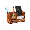 Bodytech Pen Holder Wooden Pen Stand With Clock Brown - LXINDIA.COM