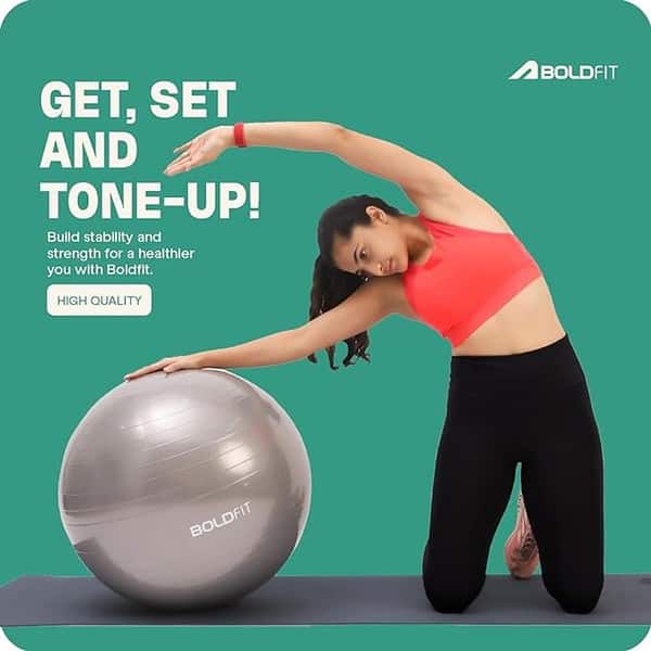 Boldfit Gym Ball for Exercise Anti Burst Exercise Ball Grey 65Cm 3 - LXINDIA.COM