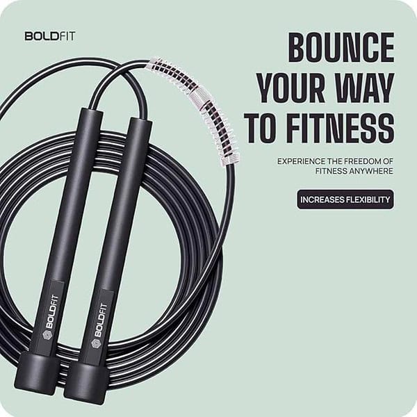 Boldfit Skipping Rope for Men and Women Jumping Rope With Adjustable Height Speed Skipping Rope Black 2 - LXINDIA.COM