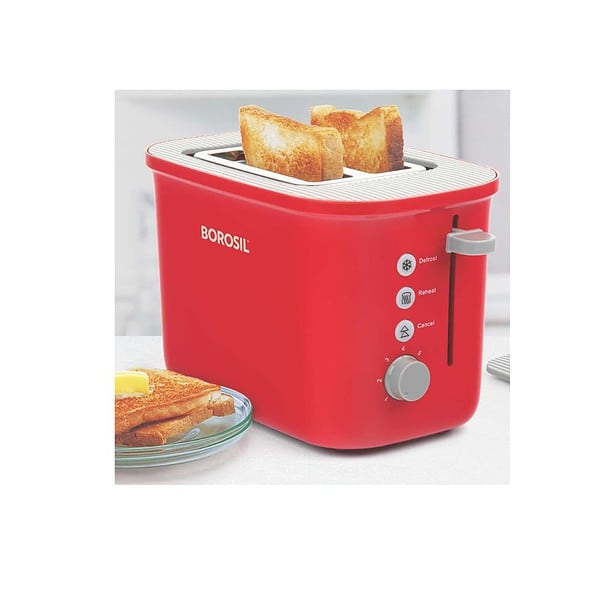 Borosil Krispy Pop up 800 W Red Toaster - LXINDIA.COM