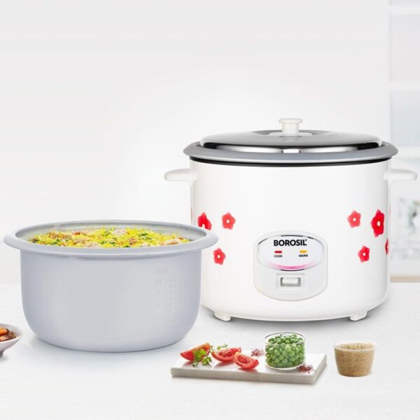 Borosil Pronto Dual 2.8 L Electric Rice Cooker with 2 Pot white1 - LXINDIA.COM