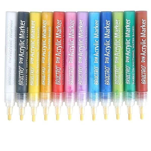 Brustro DIY Acrylic Marker Set of 12 Vibrant Colours2 - LXINDIA.COM